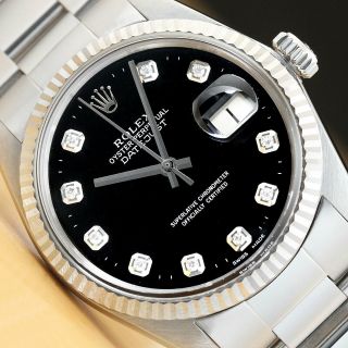Mens Rolex Datejust Quickset 18k White Gold Bezel And Stainles Steel Watch
