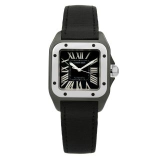 Cartier Santos Carbon Coated Black Dial Automatic Ladies Watch Ref 2878