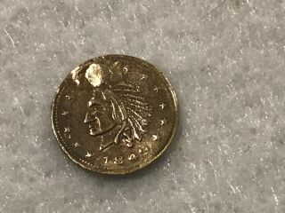 1849 Indian Head Fractional California Gold Coin