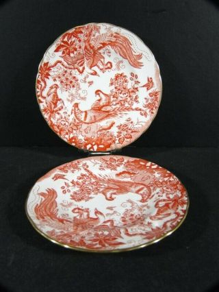 2 Red Aves Royal Crown Derby 6 - 3/8” Bread & Butter B&b Plate X2