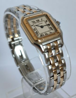 Cartier Panthere 2 Rows 18k Yellow Gold & Stainless Steel Ladies 