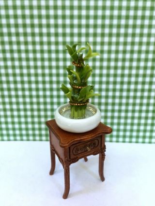 Dollhouse Miniature Chinese Bamboo In Porcelain Pot (only)