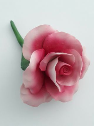 Capodimonte Porcelain Rose Made By Fabar In Italy