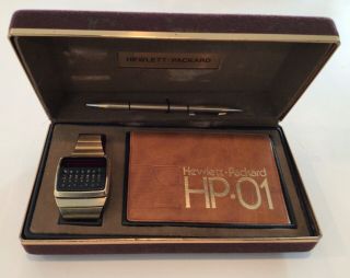 Hewlett - Packard Hp01 Calculator Watch In Gold With Box