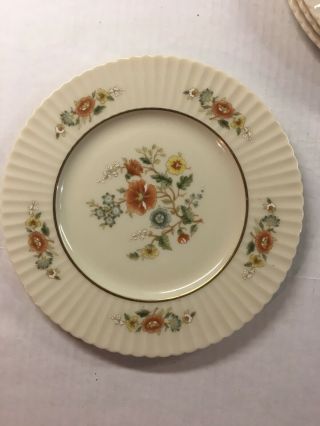 4 Lenox Temple Blossom Dinner Plates Orange and Yellow Flowers,  Gold Trim 8.  5 