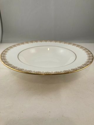 Rimmed Soup Bowl,  Royal Doulton China,  Gold Lace Pattern (h4989),  Filigree Rim