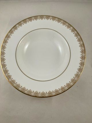 Rimmed Soup Bowl,  Royal Doulton China,  Gold Lace Pattern (H4989),  Filigree Rim 2