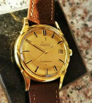 Omega Constellation Solid 18k Gold Chronometer Vintage Men 