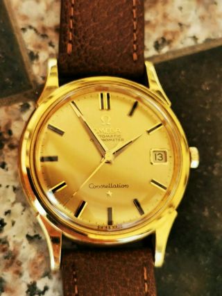 Omega Constellation Solid 18k Gold Chronometer Vintage Men ' s Swiss Wristwatch 2
