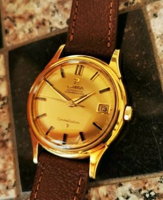 Omega Constellation Solid 18k Gold Chronometer Vintage Men ' s Swiss Wristwatch 4