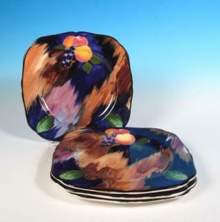 H&k Tunstall Hollinshead Kirkham Pottery Set (4) Autumn Art Deco 6 ½ " B&b Plates
