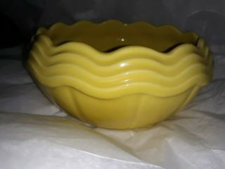 Signed Mccoy Pottery Yellow Wavy Planter Usa Bowl Dish