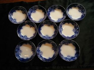 Set Of 10 5 1/2 " Bowls Henry Alcock Manhattan Flow Blue Semi Porcelain C1900