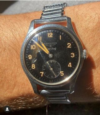 Vintage Longines Sport Chief Gilt Radium Dial Military Style Watch Box