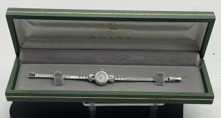 Vintage Rolex Ladies Precision 9473 18k White Gold Dress Watch 12.  3 Grams W/ Box