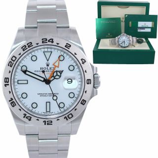 Papers 2019 Rolex Explorer Ii 42mm 216570 White Polar Steel Gmt Date Watch