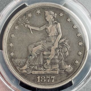 1877 - S,  United States Of America.  Large Silver Trade Dollar Coin.  Pcgs F - 15