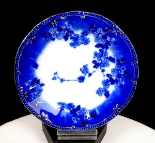 Ridgways England Porcelain Lugano Flow Blue And Gold 5 3/4 " Saucer 1910 