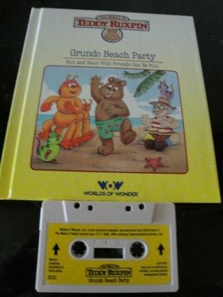 Teddy Ruxpin Grundo Beach Party Book And Cassette Exc Cond