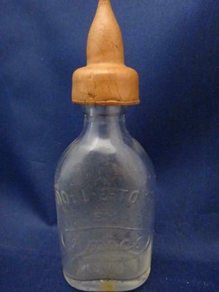 Amsco 4 " Doll - E - Toys Baby Glass Bottle W/ Rubber Nipple