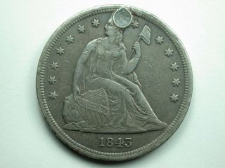 1843 Seated Liberty Dollar Holed