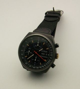 Vintage 1970 ' s Black PVD LeJour Valjoux 7750 Automatic Day Date Chronograph 7000 2