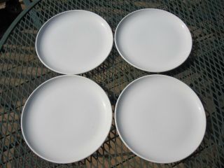 Four Metlox Mardi Gras Solid White Coupe Luncheon Plates - 9 1/4 " Diameter