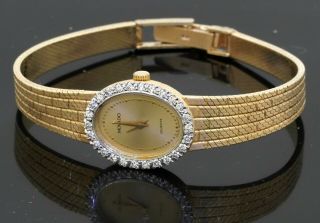 Movado Vintage Heavy 14k Yg 0.  52ct Vs1/f Diamond Bezel Ladies Quartz Watch