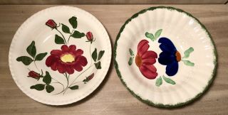 Vintage•pair Of Bowls•blue Ridge Usa•southern Potteries•hand Painted Flowers