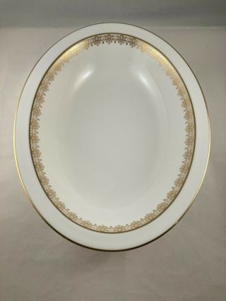 Oval Vegetable Serving Bowl,  Royal Doulton China,  Gold Lace Pattern (h4989)