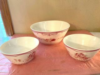 Waverly Garden Room Vintage Rose Serving & Cereal Bowl Set 3 Dishes