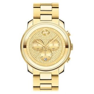 Movado Bold Chronograph Yellow Gold Ip Stainless Steel Men 