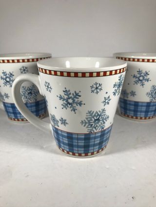Set Of 3 Sakura Snowflake Debbie Mumm Christmas 10oz Coffee/latte Tea Mugs Blue
