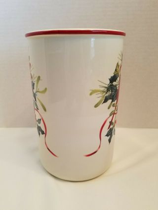 Lenox Porcelain WINTER GREETINGS by McClung,  Red Bird Utensil Crock 853790 2