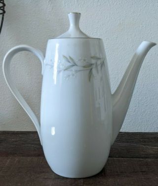 St Regis Fine China Japan 101 Tea Coffee Pot With Lid White Silver Floral