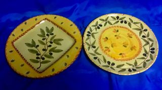 Italic Ars Vintage 19?? Hand Painted Set Of Two Plates Made In Italy