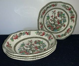 (set Of 3) Johnson Brothers Indian Tree 7 " Square Cereal Or Soup Bowls (england)