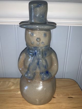 Bbp Beaumont Brothers Pottery Christmas Snowman 8 " Figurine Salt Glaze 1995