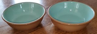 2 Tst Taylor Smith Taylor Chateau Buffet Cinnamon Turquoise 6 " Cereal Bowls 1956