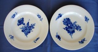 (2) Royal Copenhagen China Braided Blue Flower 6 1/2 " Bread Plates 10/8092