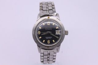 VINTAGE c.  1968 Bulova 666ft Mens 35mm Steel Automatic Divers Watch w Bracelet 2