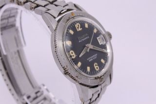 VINTAGE c.  1968 Bulova 666ft Mens 35mm Steel Automatic Divers Watch w Bracelet 4