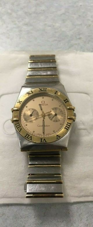 Omega Constellation 18k Gold And Stainless Steel Watch.  Chronograph,  Day / Date