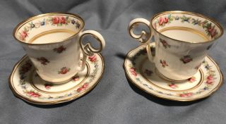 2 Cauldon Pattern K3616 Mini Tea Cup & Saucer Brown,  Westhead,  Moore Majesty