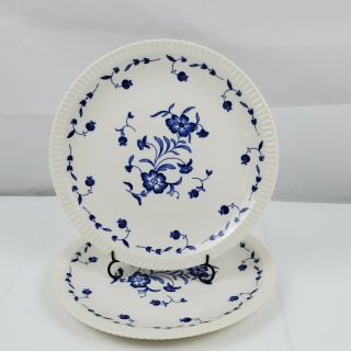 Set Of 2 Vintage Syracuse China Nantucket 10 " Dinner Plates White W/blue Floral