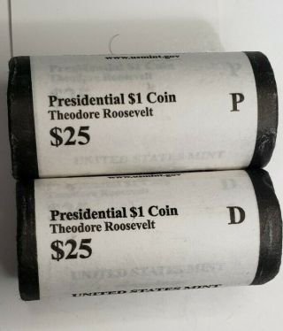 2013 P&d 2 Roll Set Theodore Roosevelt (50 Presidential $1.  Coins)