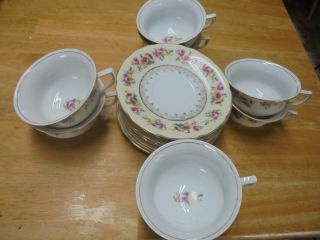 Set Of 8 " Gold Castle " Teacups And Saucers - Made In Occupied Japan