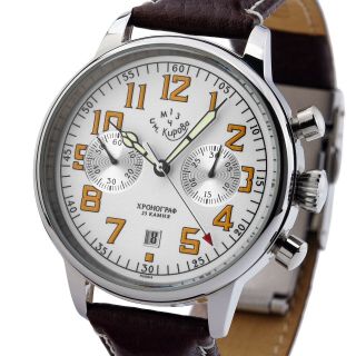 Kirova Uhr Chronograph Mechanisch 1mwf Poljot 3133 Russland Nos Handaufzug