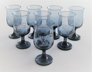 Pfaltzgraff Yorktowne Blue 5 1/2 " Stem Wine Glasses 8 Oz.  (set Of 8)