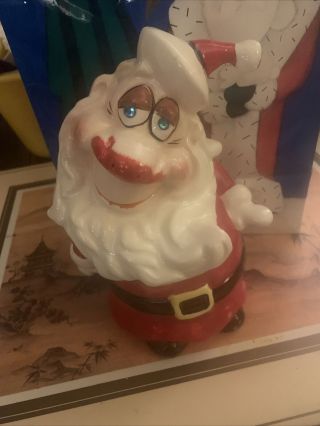 1960s Kreiss Psycho Ceramic Xmas Figurine Santa " Smile.  What Did You Get Me? "